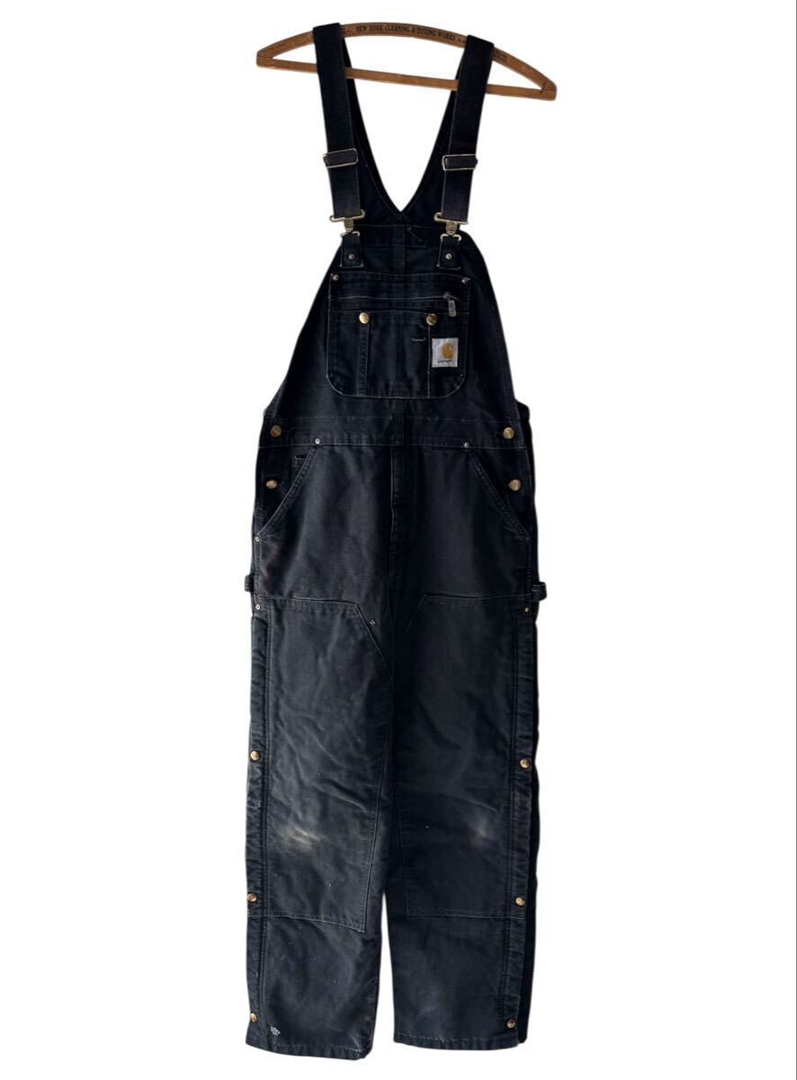  Carhartt двойной колено Duck комбинезон стеганое полотно подкладка Work черный CARHARTT