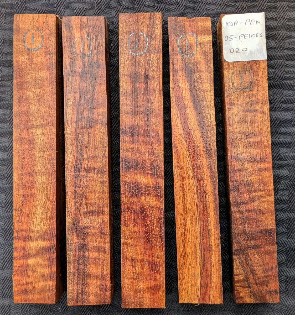 【超目玉】KOA-PEN-020?希少4A+カーリー◆ハワイアンコア◆ペンブランク5本セット◆高級天然材◆送料無料◆ハワイ直送◆Hawaiian Koa Wood