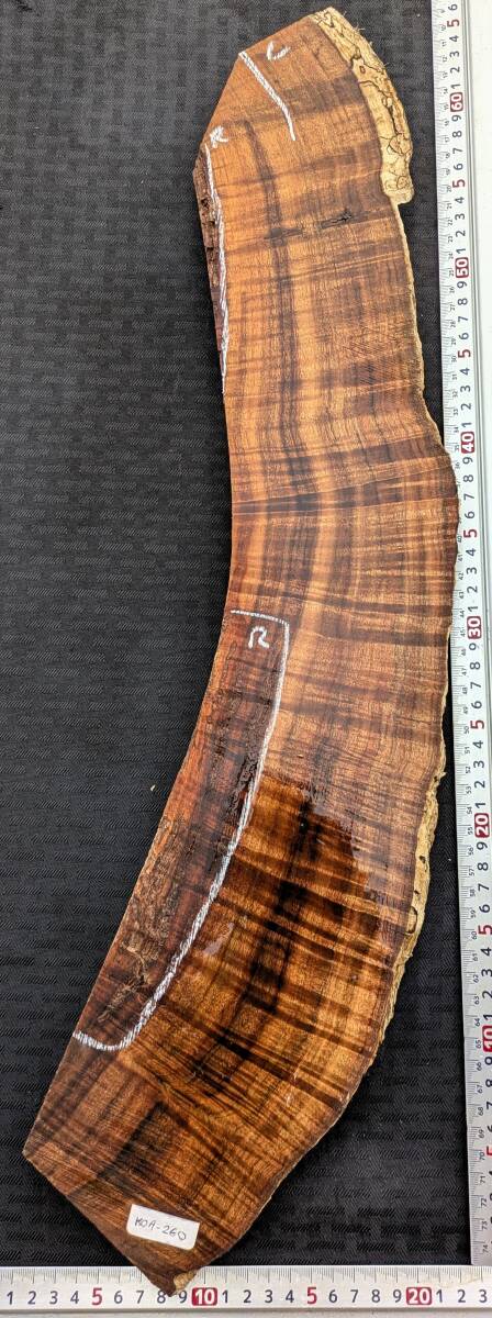 【特上5A+ グレード】ハワイアンコア◆KOA-260◆希少美杢◆マスターカーリー杢◆ハワイ島直送◆送料無料 Hawaiian Koa 24厚x100幅x460長(zhǎng)mm