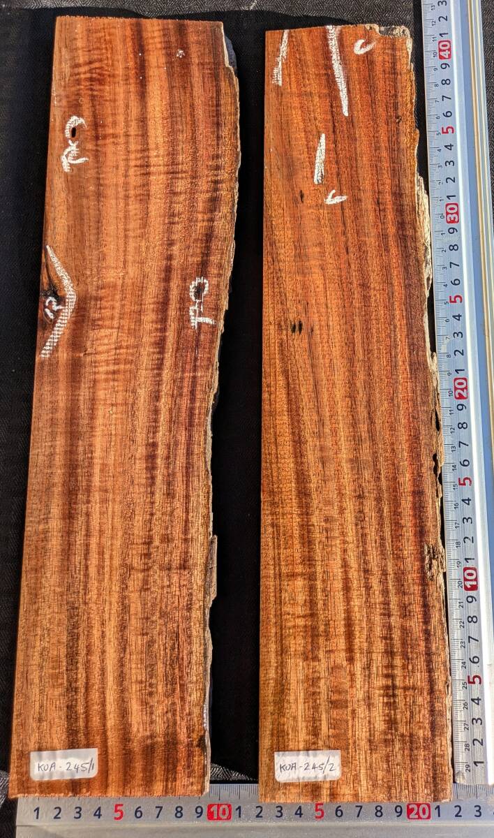 ◆ハワイアンコア2本セット◆KOA-245?希少2A+～3Aハワイアンコア?送料無(wú)料?ハワイ島直送 ◆ Hawaiian Koa Set　#1#2