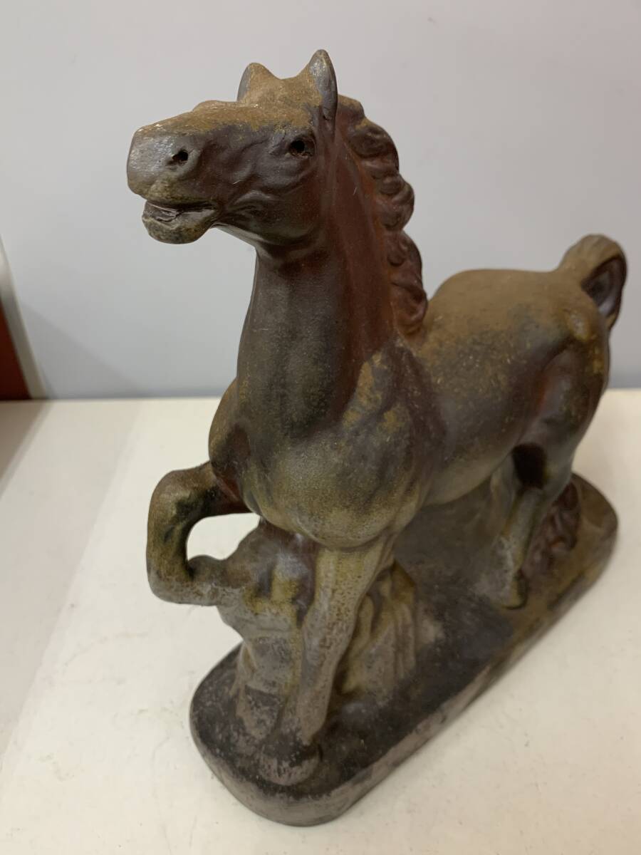 N2416 　【備前 午】御所窯在銘 共箱 布 備前焼 干支置物 馬 うま 高さ約26cm_画像6