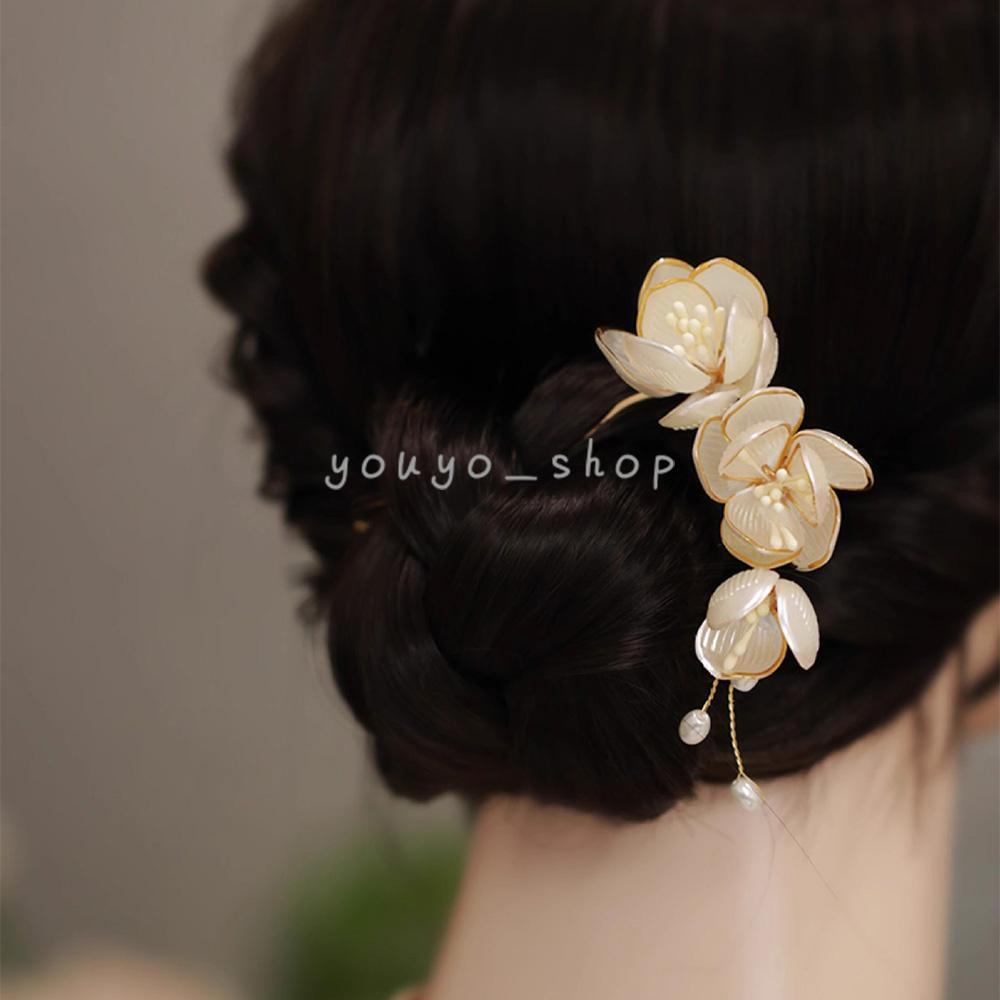 Uピン 玉蘭花 髪飾りヘアコーム かんざし 簪 振袖 留袖 結婚式 成人式_画像4