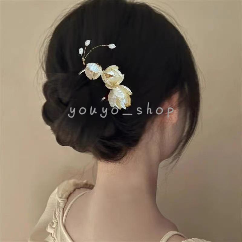 Uピン 玉蘭花 髪飾りヘアコーム かんざし 簪 振袖 留袖 結婚式 成人式_画像6