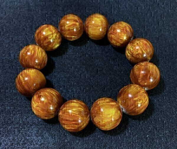 【Premio Fortuna】ゴールデンアンバー 加工アンバー14ミリブレス 加工琥珀 内径約17.5センチ 14ミリ珠を使用 S3mHiGXY 173_画像2