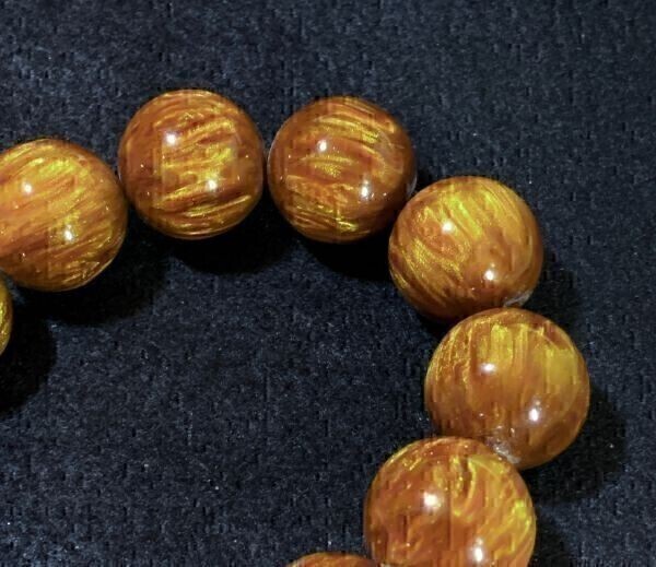 【Premio Fortuna】ゴールデンアンバー 加工アンバー14ミリブレス 加工琥珀 内径約17.5センチ 14ミリ珠を使用 aB7UriXV 173_画像5