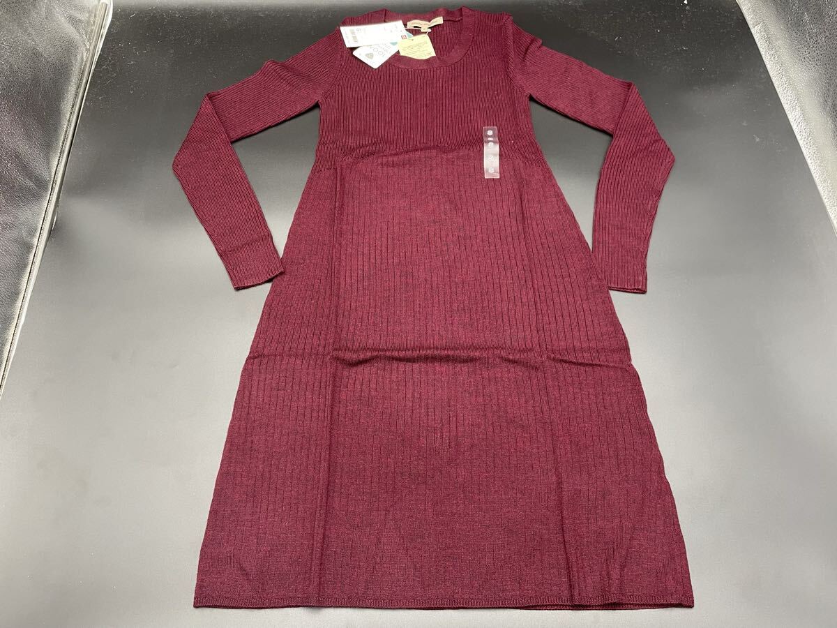 130【未使用・タグ付き・未検品】UNIQLO ユニクロ レディース エクストラファインメリノ クルーネック ドレス（長袖）サイズS _画像1