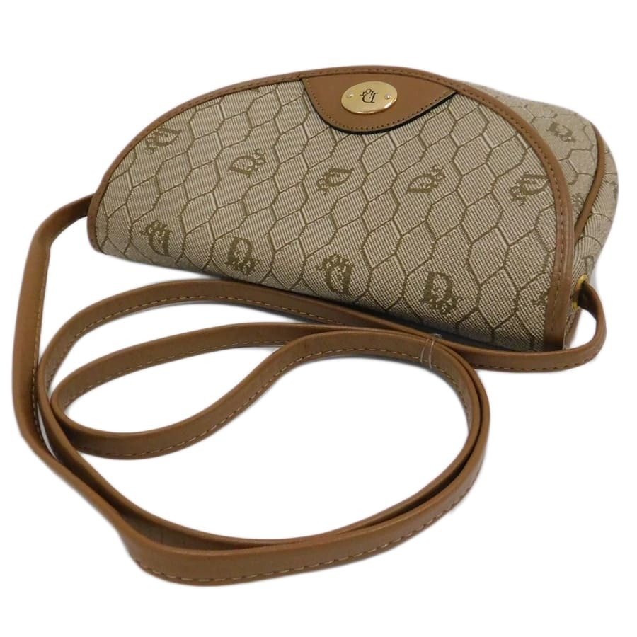 1円■美品 ディオール ショルダーバッグ グレー×ブラウン系 PVC×レザー ハニカム 小さめ Christian Dior ■E.Boo.pD-23_画像4