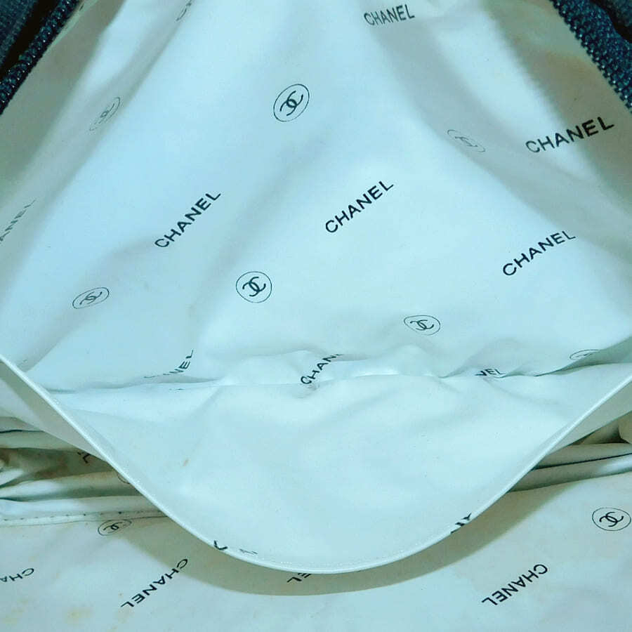 1円■シャネル ポーチ ブラック系×ホワイト系 キャンバス 小物入れ コスメ シンプル レディース CHANEL ■E.Bss.tI-07_画像9