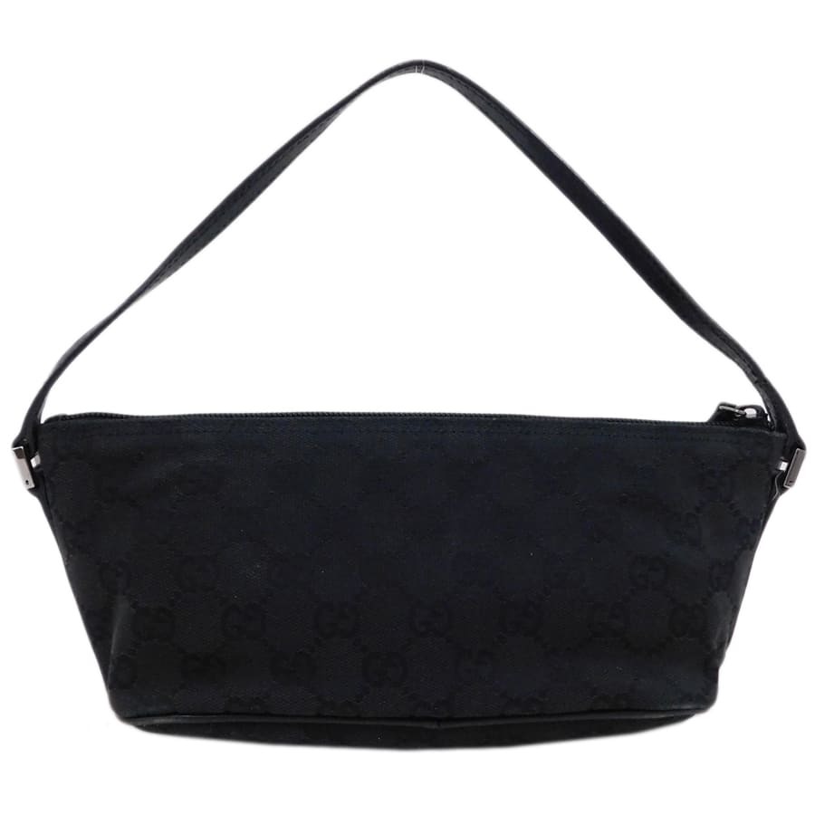 1円■グッチ ポーチ 07198・2123 ブラック系 キャンバス×レザー GGキャンバス GUCCI ■E.Csm.tI-23_画像2