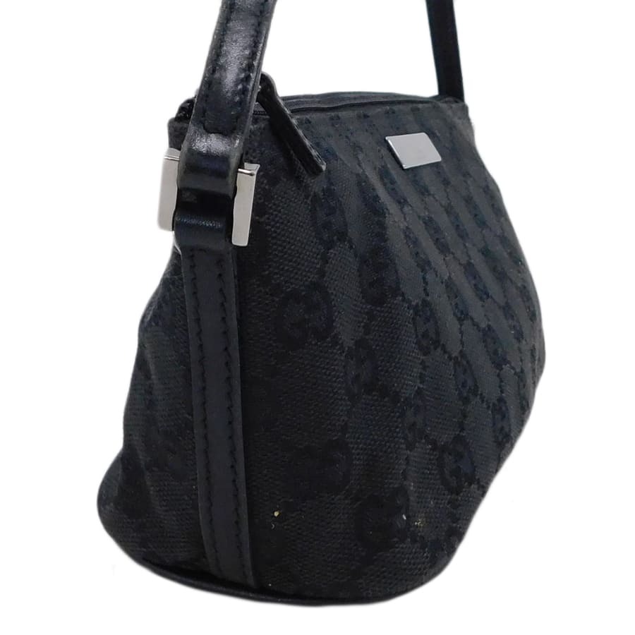 1円■グッチ ポーチ 07198・2123 ブラック系 キャンバス×レザー GGキャンバス GUCCI ■E.Csm.tI-23_画像3