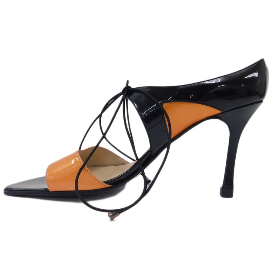 1円■シャネル ヒール ブラック×オレンジ系 エナメル ミュール お出掛け CHANEL ■E.Csp.dkn-21_画像4