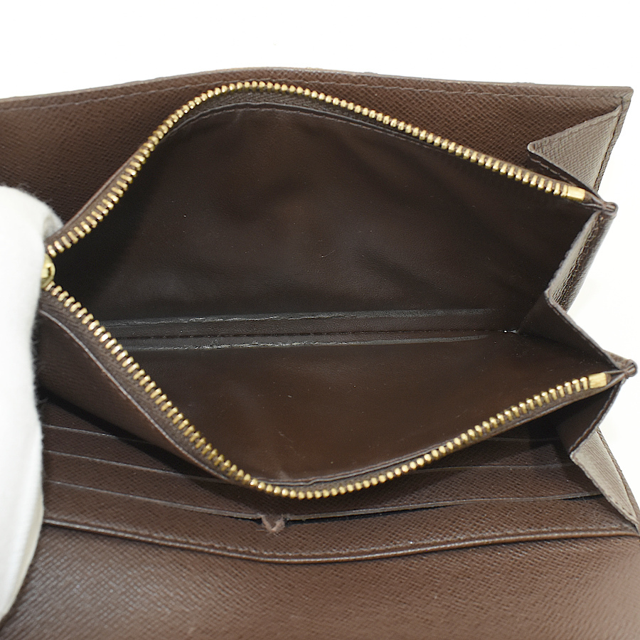 1円◆美品 LOUIS VUITTON ルイヴィトン ポルトフォイユサラ 二つ折り長財布 N61734 ダミエ エベヌ ブラウン◆E.Cse.aT-15_画像8