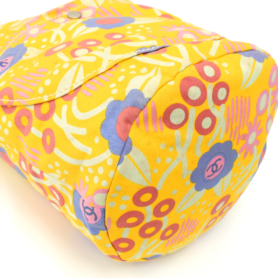 1円◆良品 CHANEL シャネル ハンドバッグ ショルダー 肩掛け ハイサマー キャンバス イエロー マルチカラー◆E.Cis.tI-15_画像5