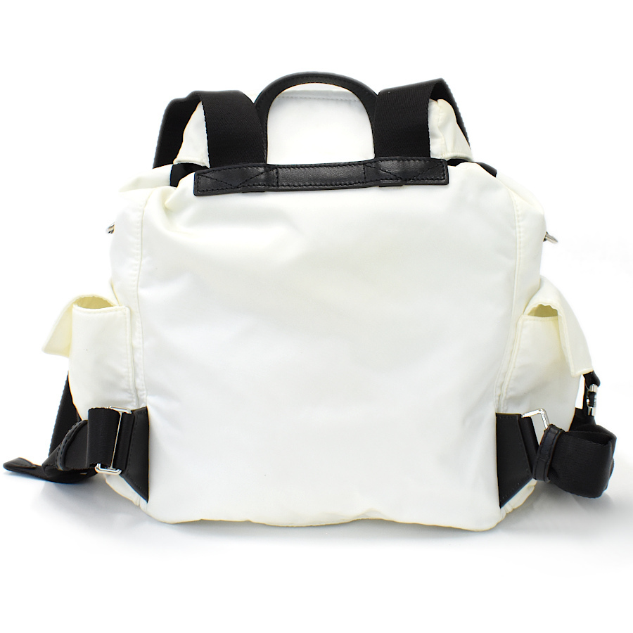 1円◆良品MONCLER モンクレール リュック バックパック ダウフィンGM ナイロン レザー ホワイト ブラック◆E.Cml.tI-15_画像3
