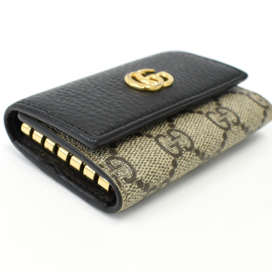 1円◆極美品 GUCCI グッチ 6連キーケース 456118 GGマーモント GGスプリーム PVC レザー ベージュ ブラウン◆E.Csm.zE-29_画像5