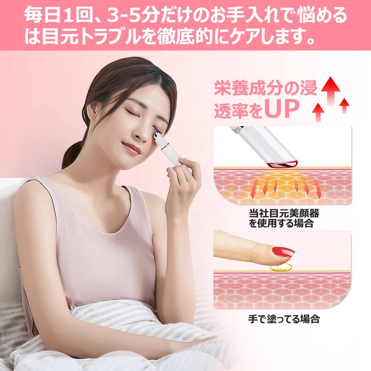 目元美顔器 目もとケア 美容 リフトアップ スティック 疲れ目 エイジングケア BIO 導入 美容液 目もと 口元 唇 ほうれい線 ハリ 振動 温熱_画像6
