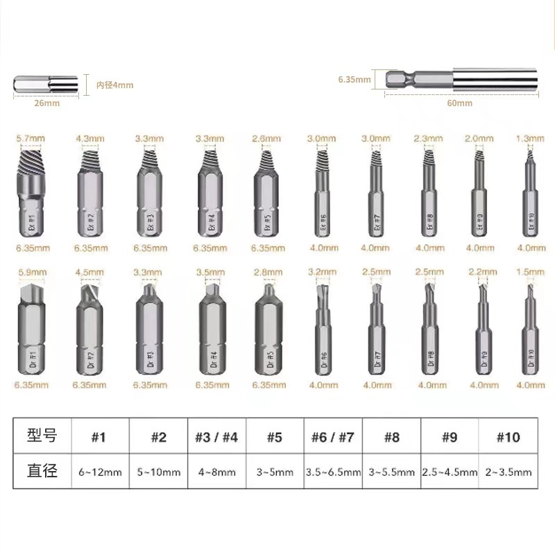 (A) ネジ外し ビット 六角 ボルト抜き なめた 潰れた 折れた ねじ外し 工具 エキストラクター インパクト ドリル ドライバー_画像3