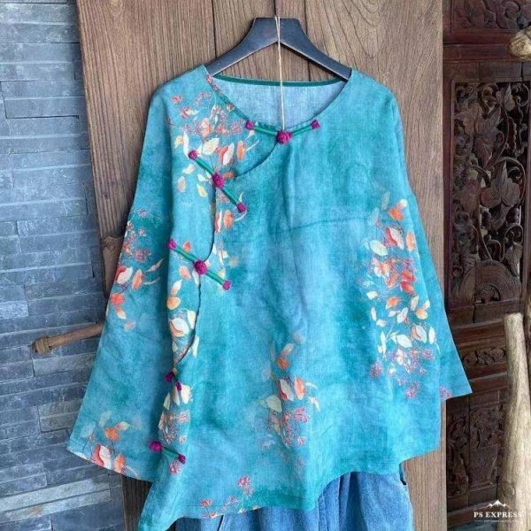 lgn 1625 花柄 チュニック 襤褸 アンティーク風 洋服ミックス ロマンファッション ポップ ゆったり 綿100%コットン2_画像2