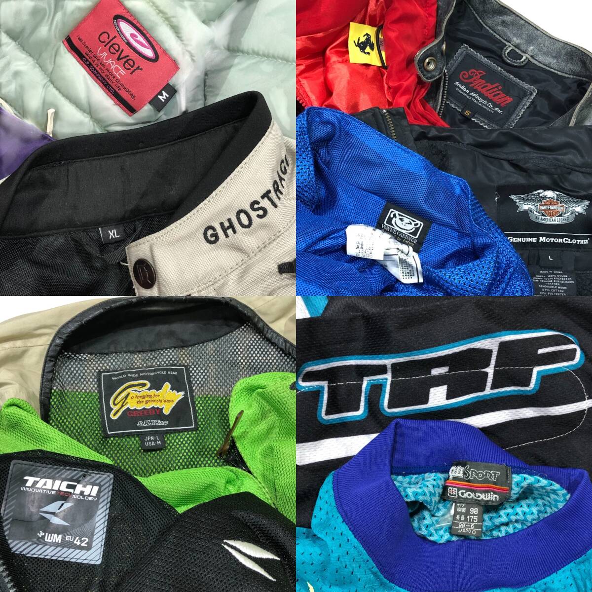 【1円】KG995 バイクウエア ジャケット パンツ 14点セット まとめ 卸売り ハーレー インディアン フェラーリ タイチ TRF クレーバー_画像10
