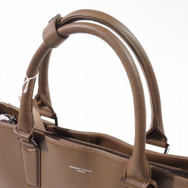 新品1円～★定価2.6万 KATHARINE HAMNETT LONDON キャサリン ハムネット ロンドン 牛革 本革レザー トートバッグ カーキ ビジネス◆5352◆_画像5