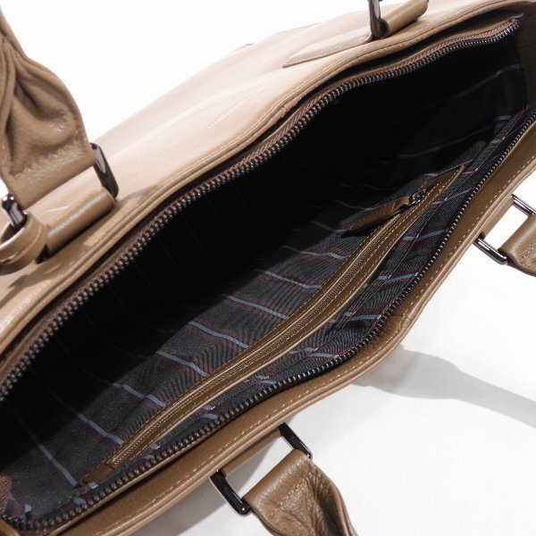 新品1円～★定価2.6万 KATHARINE HAMNETT LONDON キャサリン ハムネット ロンドン 牛革 本革レザー トートバッグ カーキ ビジネス◆5352◆_画像9