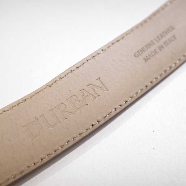 訳あり1円～★定価2.8万 ダーバン D'URBAN イタリア製 牛革レザー 型押しベルト フリーサイズ ベージュ 正規店本物 ◆5488◆_画像7