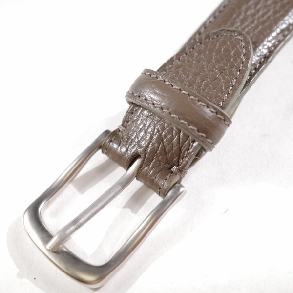 訳あり1円～★定価2.8万 ダーバン D'URBAN イタリア製 牛革レザー 型押しベルト フリーサイズ ベージュ 正規店本物 ◆5488◆_画像2