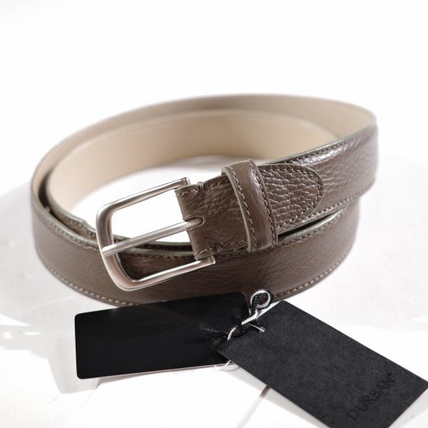 訳あり1円～★定価2.8万 ダーバン D'URBAN イタリア製 牛革レザー 型押しベルト フリーサイズ ベージュ 正規店本物 ◆5488◆_画像3