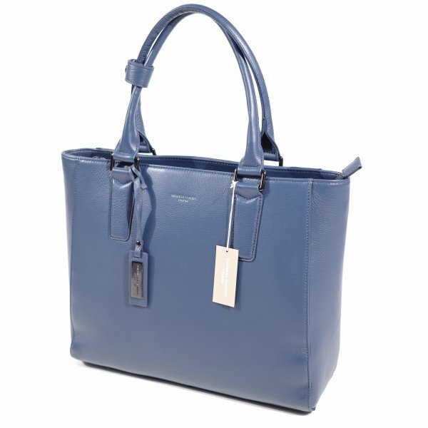 新品1円～★定価2.4万 KATHARINE HAMNETT LONDON キャサリン ハムネット ロンドン 牛革 本革レザー トートバッグ ブルー ◆5711◆_画像4