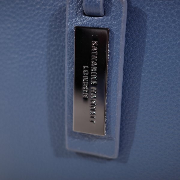 新品1円～★定価2.4万 KATHARINE HAMNETT LONDON キャサリン ハムネット ロンドン 牛革 本革レザー トートバッグ ブルー ◆5711◆_画像5