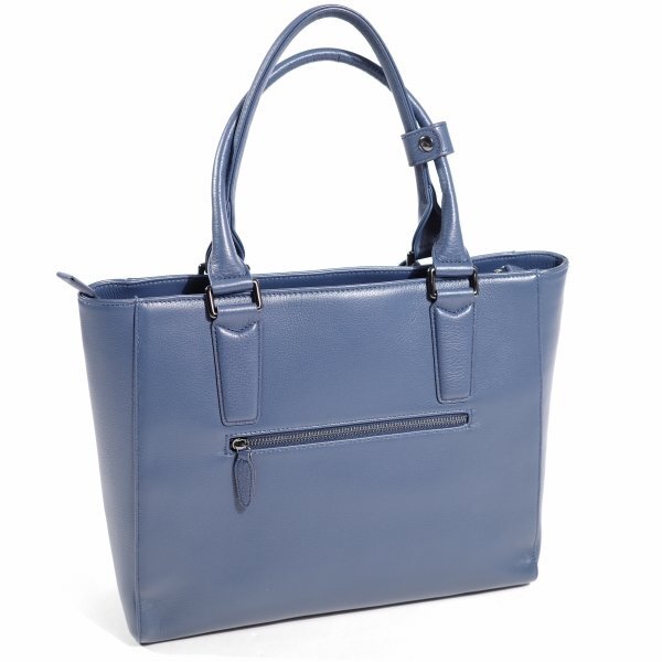 新品1円～★定価2.4万 KATHARINE HAMNETT LONDON キャサリン ハムネット ロンドン 牛革 本革レザー トートバッグ ブルー ◆5711◆_画像6