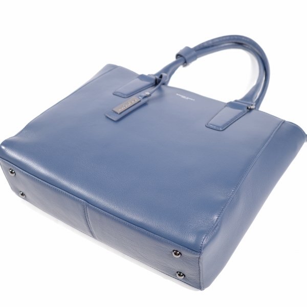 新品1円～★定価2.4万 KATHARINE HAMNETT LONDON キャサリン ハムネット ロンドン 牛革 本革レザー トートバッグ ブルー ◆5711◆_画像8