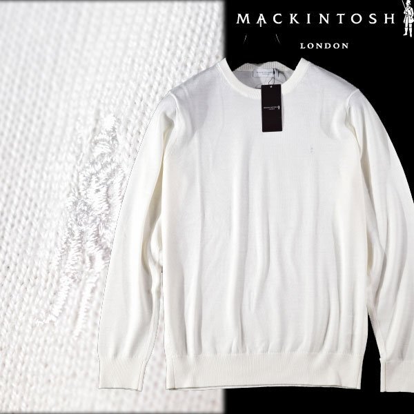 新品1円~★定価3.3万 MACKINTOSH LONDON マッキントッシュ ロンドン 長袖 14ゲージウォッシャブルウールクルーネックニット M ◆7258◆_画像1