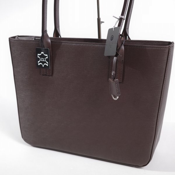 新品1円～★定価7.1万 OFFERMANN オファーマン ドイツブランド 日本製 メンズ 牛革型押しレザー ビジネストートバッグ 茶 大容量 ◆7417◆の画像4
