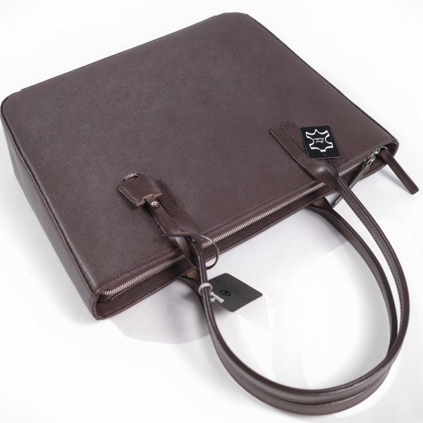 新品1円～★定価7.1万 OFFERMANN オファーマン ドイツブランド 日本製 メンズ 牛革型押しレザー ビジネストートバッグ 茶 大容量 ◆7417◆の画像6