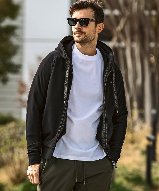 1PIU1UGUALE3 RELAX ウノピゥウノウグァーレトレ リラックス セットアップ メンズ スウェット 上下セット ジャージ パーカ ブラック XL LL_画像1