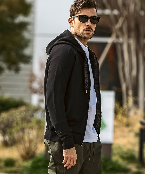 1PIU1UGUALE3 RELAX ウノピゥウノウグァーレトレ リラックス セットアップ メンズ スウェット 上下セット ジャージ パーカ ブラック XL LL_画像2