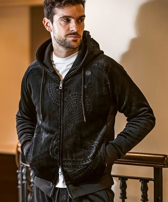 1PIU1UGUALE3 ウノピゥウノウグァーレトレ ベロア セットアップ ジャージ 上下 メンズ パーカー スウェット ブランド ジムウェア 2L 3L XXL_画像2