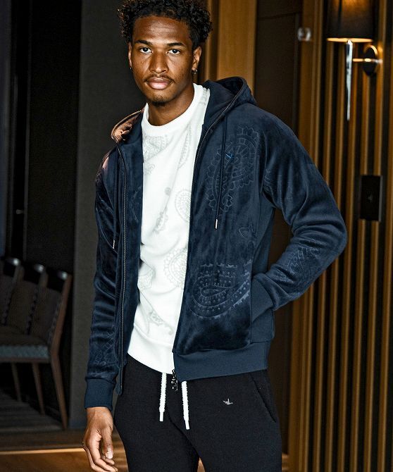 1PIU1UGUALE3 ウノピゥウノウグァーレトレ ベロア セットアップ ジャージ 上下 メンズ パーカー スウェット setup ジムウェア 2L 3L XXL_画像3