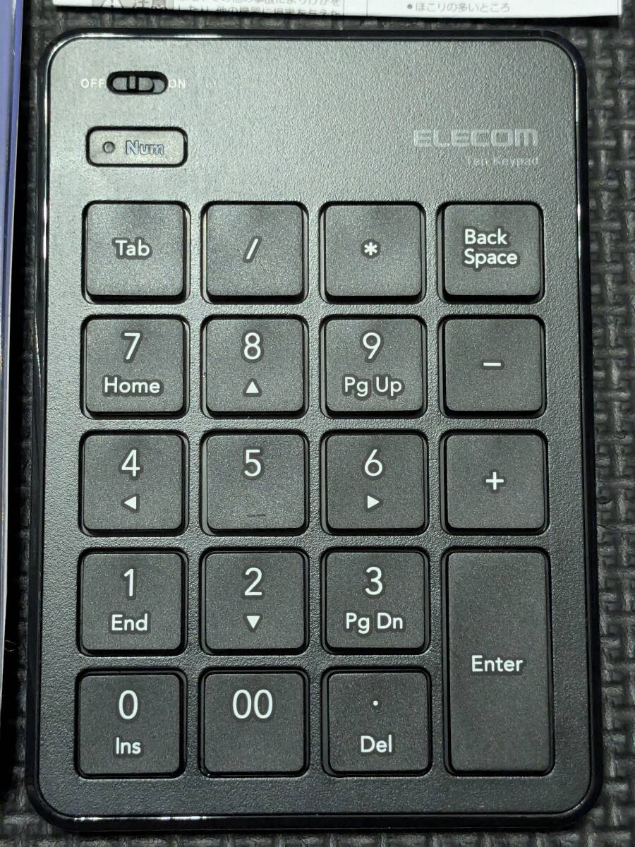 ◎0710u0249　エレコム USB-A テンキー ワイヤレス(レシーバー付属) パンタグラフ 薄型 ブラック TK-TDP019BK_画像2