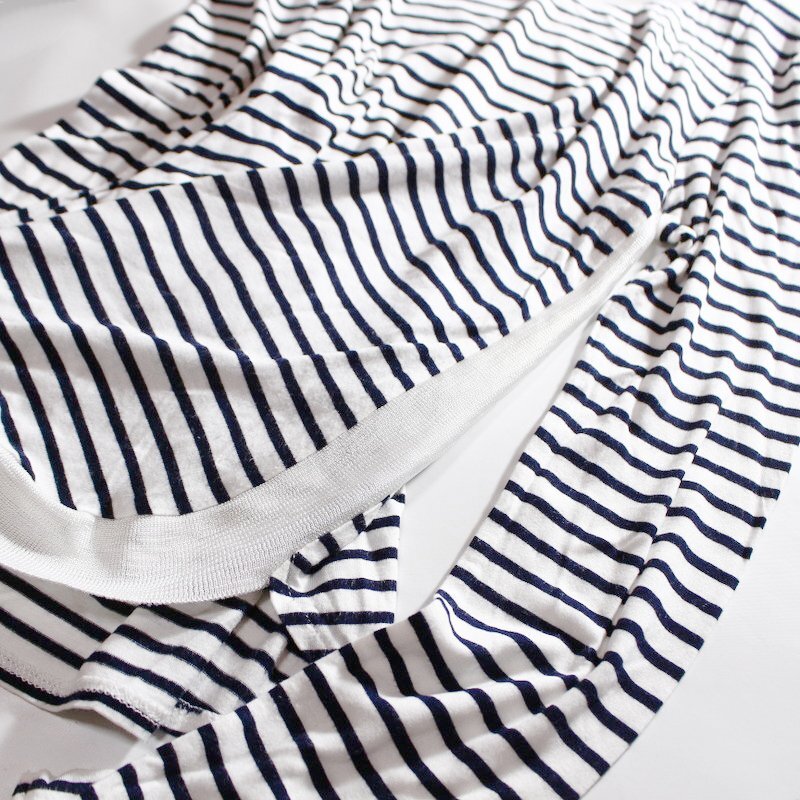 美品 ZARA ザラ ボーダー柄 薄手 長袖Tシャツ カットソー S ホワイト 白 ネイビー 紺 デザイン 春 夏 合物_画像3