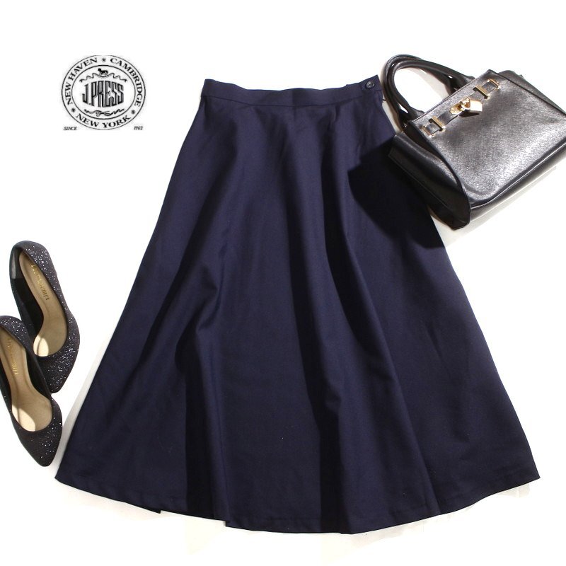  прекрасный товар J Press J.PRESS АО ) Onward . гора осень-зима шерсть 100% сверху товар простой midi mi утечка длина flair юбка 9 номер темно-синий темно-синий шерсть юбка 