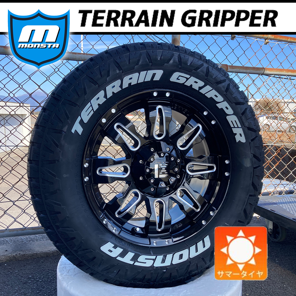 売切り プラド ハイラックス FJクルーザー サマータイヤホイール 17インチ MONSTA TERRAIN GRIPPER 265/70R17 ホワイトレター 1台分_画像2