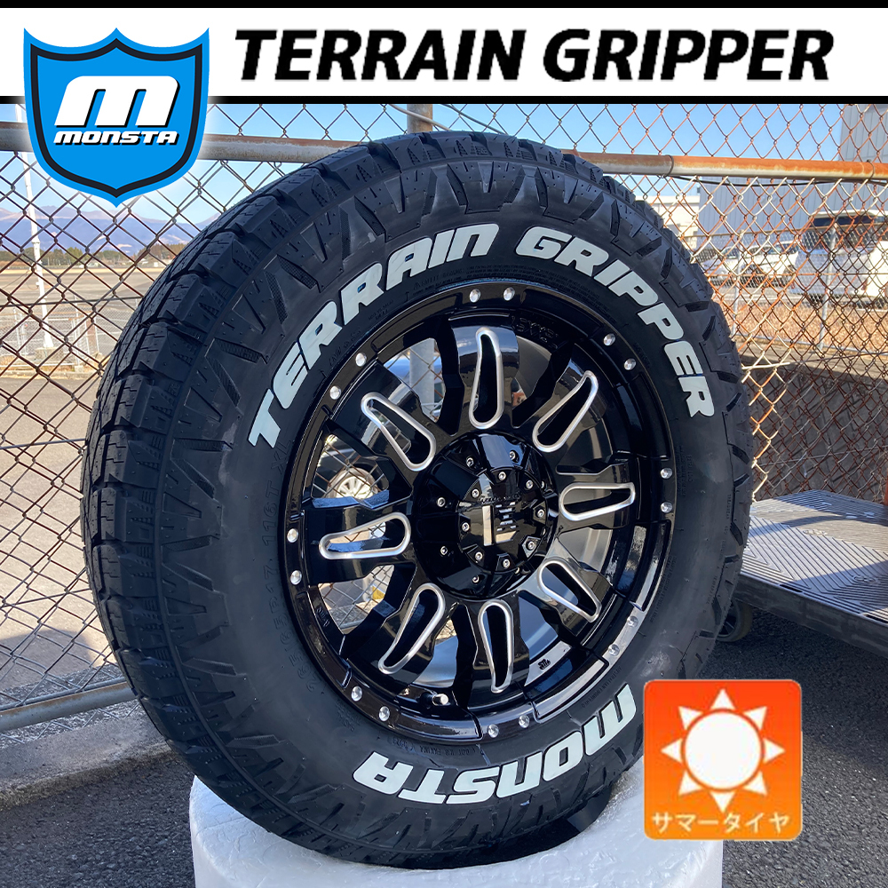 売切り プラド ハイラックス FJクルーザー サマータイヤホイール 17インチ MONSTA TERRAIN GRIPPER 265/70R17 ホワイトレター 1台分_画像5