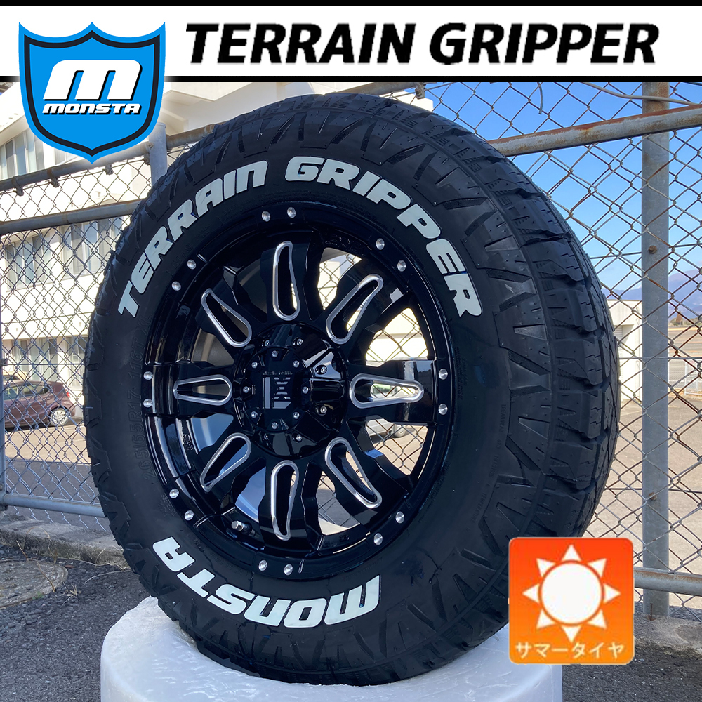 売切り プラド ハイラックス FJクルーザー サマータイヤホイール 17インチ MONSTA TERRAIN GRIPPER 265/70R17 ホワイトレター 1台分_画像8