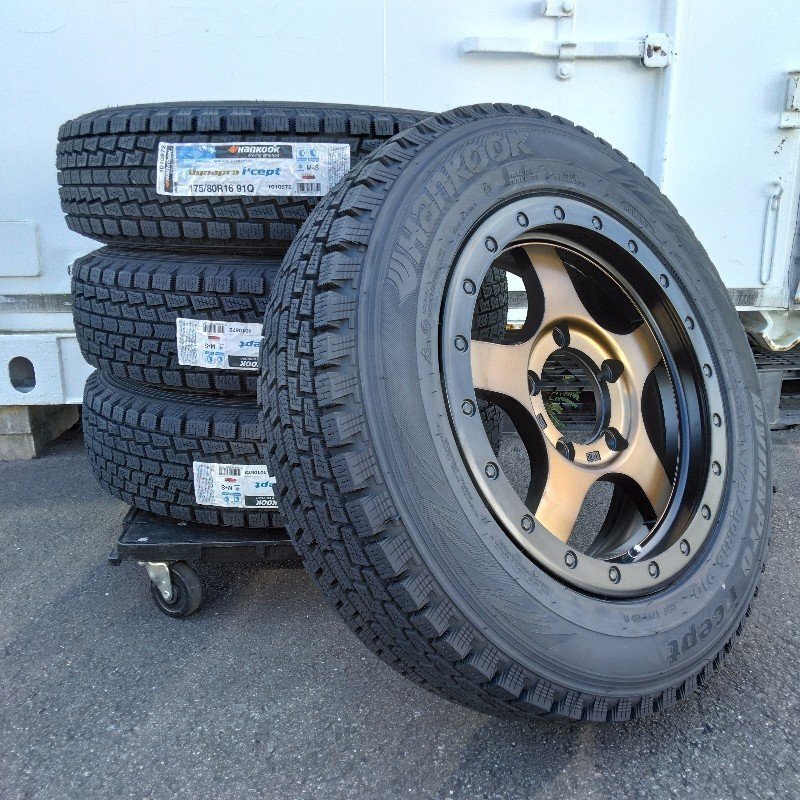 スタッドレス ジムニー JB64 JB23 JA12 JA11 タイヤホイールセット Hankook RW08 175/80R16 新品4本セット 16インチ BDX05_画像3