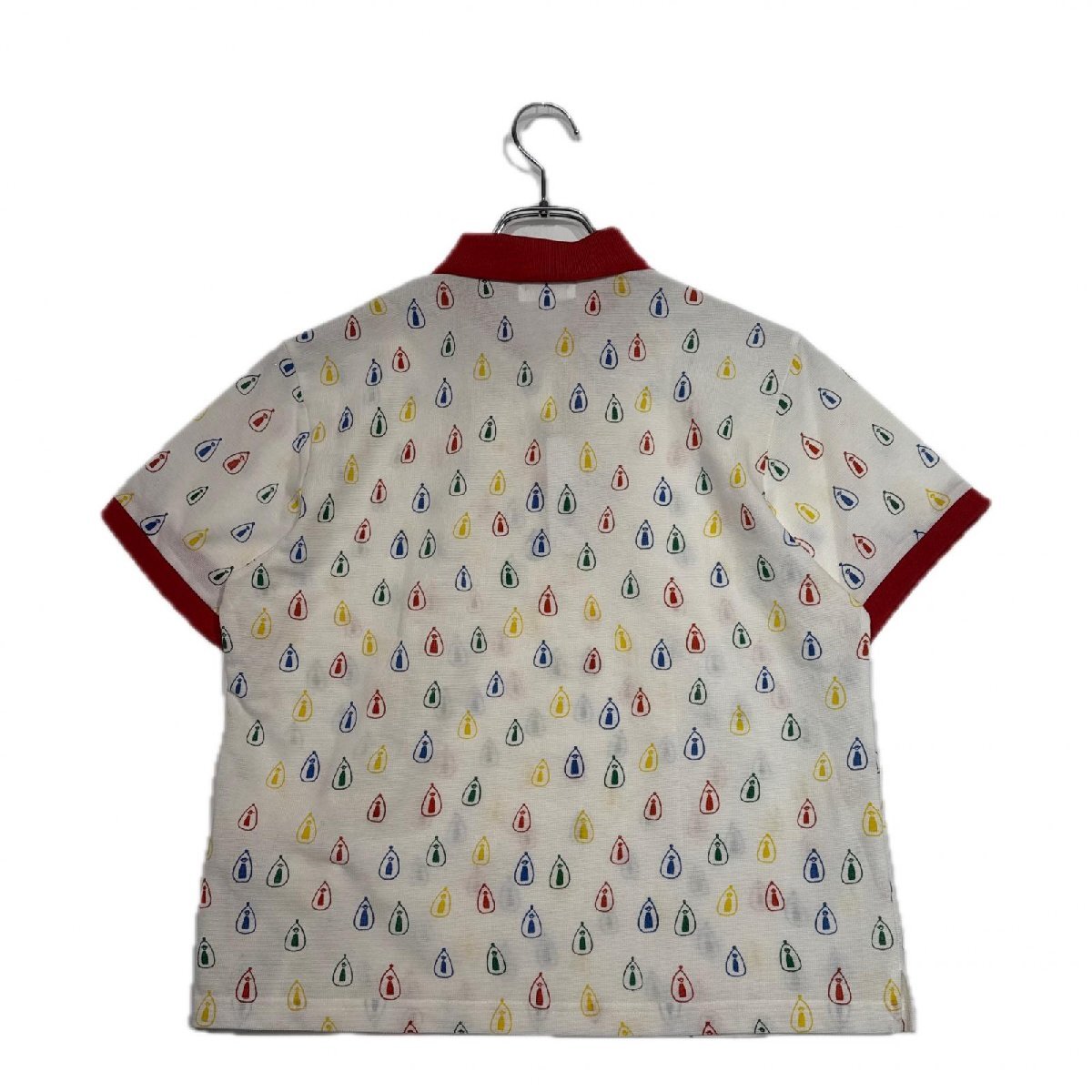 coco 中古【値下げ】 ピッコーネクラブ PICONE CLUB レディース 半袖ポロシャツ 3(LL) 白×マルチカラー 薄手 ネコパケ発送可 102509_画像2