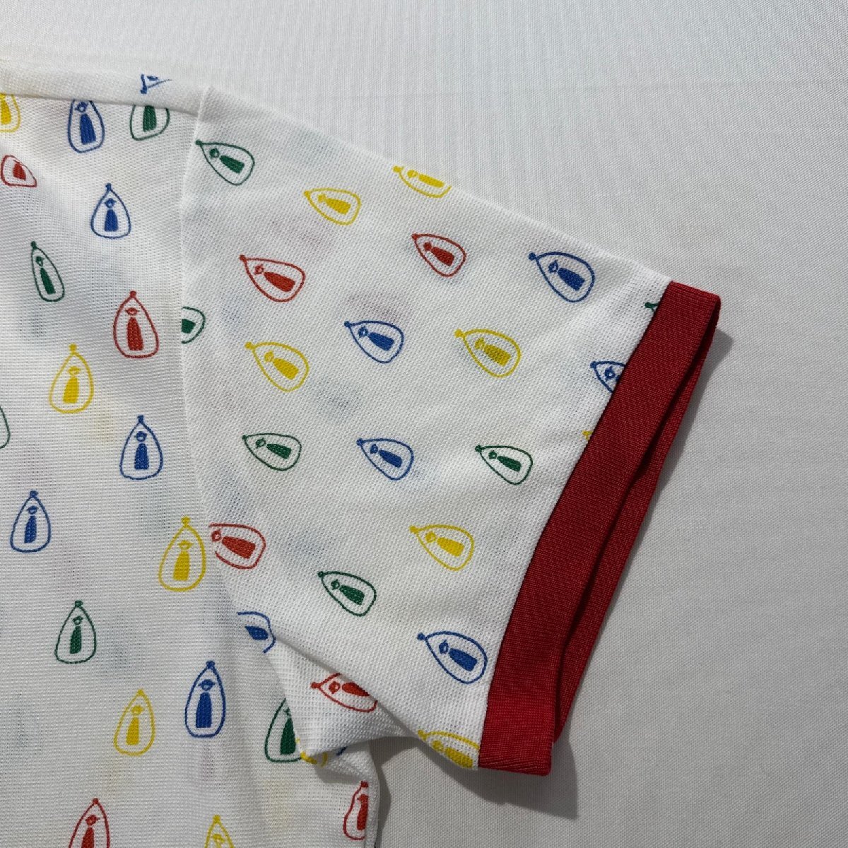 coco 中古【値下げ】 ピッコーネクラブ PICONE CLUB レディース 半袖ポロシャツ 3(LL) 白×マルチカラー 薄手 ネコパケ発送可 102509_画像4