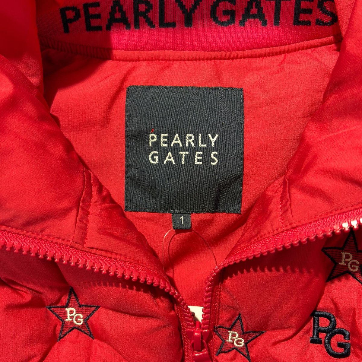 coco 中古 パーリーゲイツ PEARLY GATES レディース ダウンベスト 1(M) 濃ピンク 星柄 103850_画像9