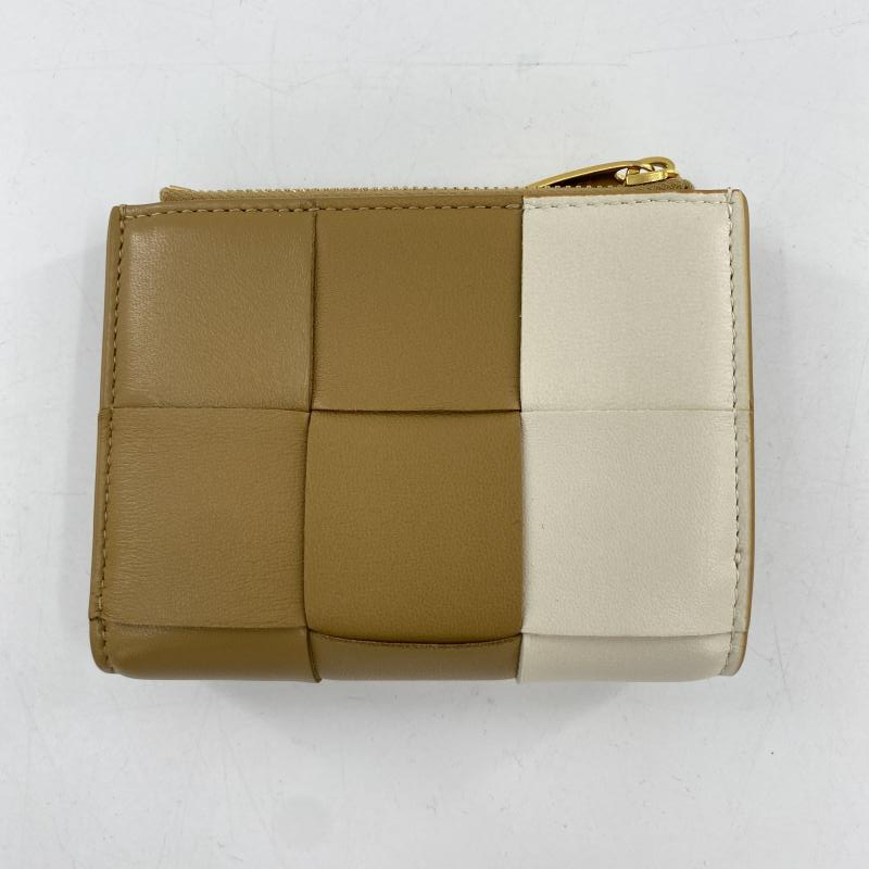 [ б/у ]BOTTEGA VENETA кассета кожа двойной бумажник Brown крем Bottega * Veneta [240017694109]